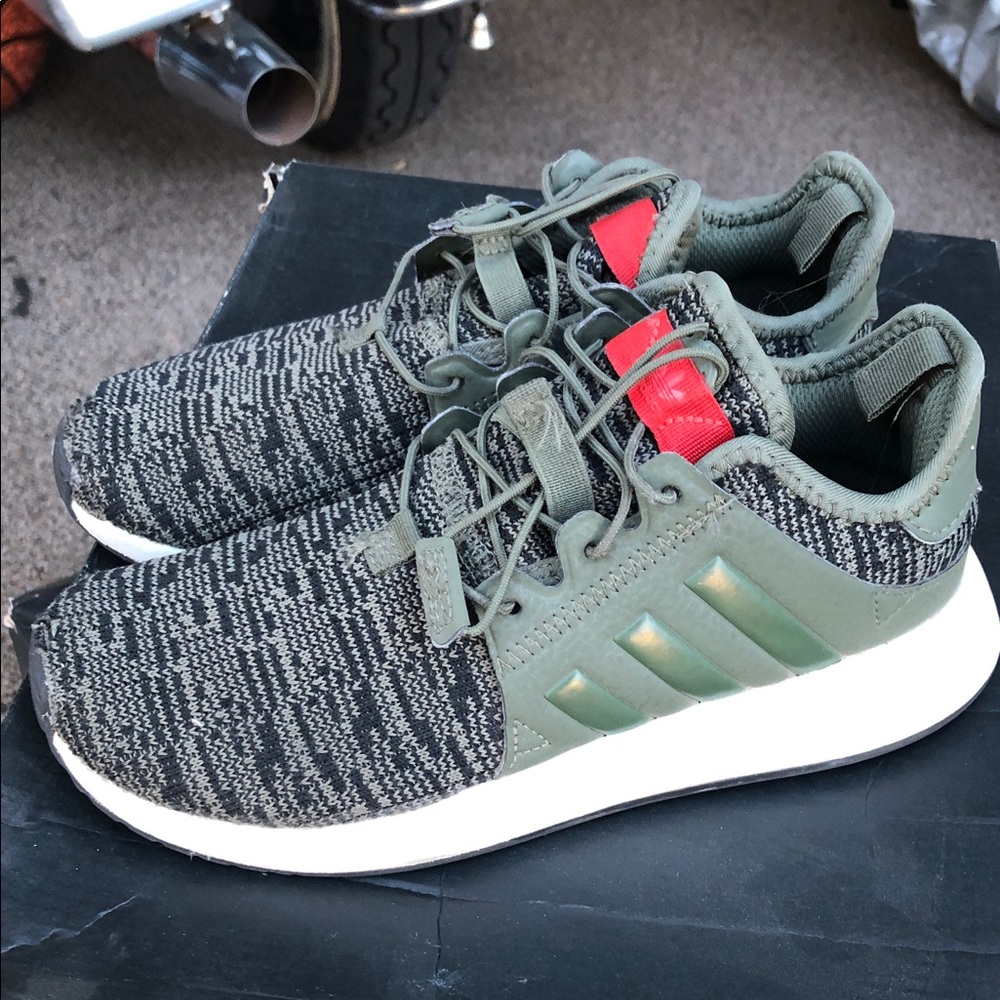 Adidas Black and Olive Green Athletic Shoes